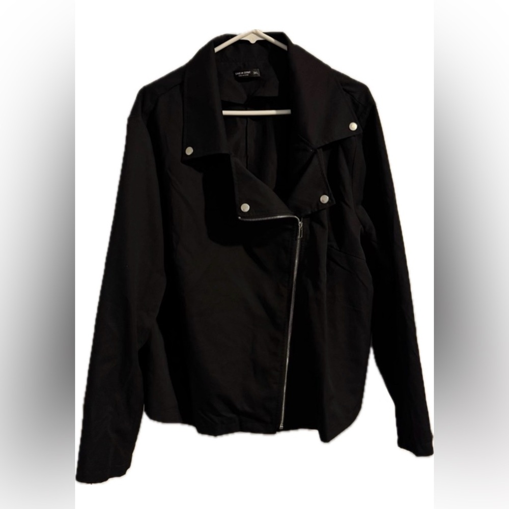 Women's Lightweight Black Moto Biker Style Jacket Plus Size 3XL US 18/20